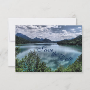 Schöne Hochzeit am Bergsee Sichern Sie die Datumsk Save The Date