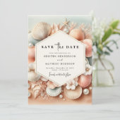 Schöne Hochzeit am Strand Save The Date (Stehend Vorderseite)