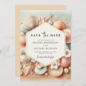 Schöne Hochzeit am Strand Save The Date (Vorne/Hinten)