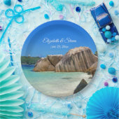 Schöne Hochzeit am Tropischen Meer Pappteller (Party)