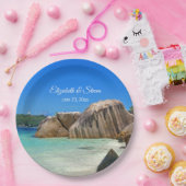 Schöne Hochzeit am Tropischen Meer Pappteller (Party)