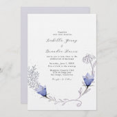 Schöne Hochzeit der Blauen Blume Einladung (Vorne/Hinten)