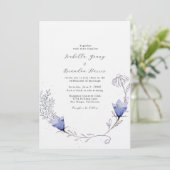 Schöne Hochzeit der Blauen Blume Einladung (Stehend Vorderseite)