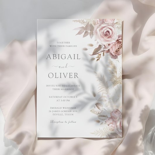 Schöne Hochzeit der Blush Florals Einladung