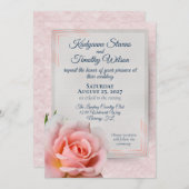 Schöne Hochzeit der hellrosa Rose Einladung (Vorne/Hinten)