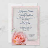 Schöne Hochzeit der hellrosa Rose Einladung (Vorderseite)