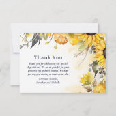Schöne Hochzeit der Wasserfarben-Sonnenblumen Dankeskarte (Vorderseite)