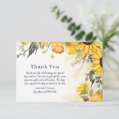 Schöne Hochzeit der Wasserfarben-Sonnenblumen Dankeskarte (Stehend Vorderseite)