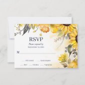 Schöne Hochzeit der Wasserfarben-Sonnenblumen RSVP Karte (Vorderseite)