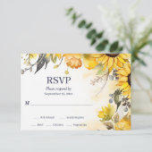 Schöne Hochzeit der Wasserfarben-Sonnenblumen RSVP Karte (Stehend Vorderseite)