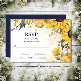Schöne Hochzeit der Wasserfarben-Sonnenblumen RSVP Karte