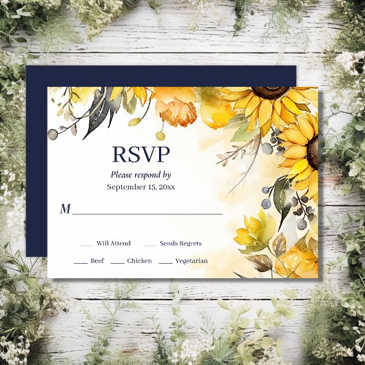 Schöne Hochzeit der Wasserfarben-Sonnenblumen RSVP Karte