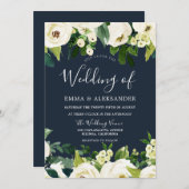 Schöne Hochzeit der Weißen Blume Einladung (Vorne/Hinten)