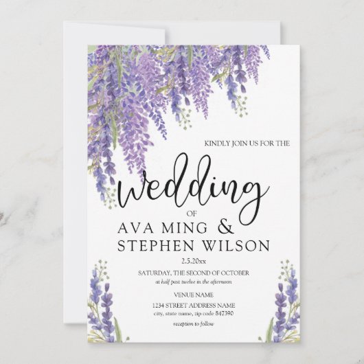 Schöne Hochzeit der Wisteria Einladung (Vorderseite)