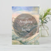 Schöne Hochzeit des Glitzer Watercolor Einladung (Stehend Vorderseite)