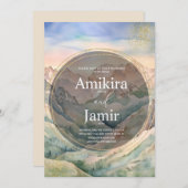 Schöne Hochzeit des Glitzer Watercolor Einladung (Vorne/Hinten)