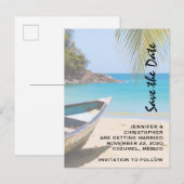 Schöne Hochzeit des tropischen Strandes Save the D Einladungspostkarte (Vorne/Hinten)