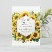 Schöne Hochzeit digitaler Sonnenblumen Save The Date (Stehend Vorderseite)