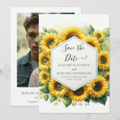 Schöne Hochzeit digitaler Sonnenblumen Save The Date (Vorne/Hinten)