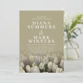 Schöne Hochzeit Einladung mit weißen Tulpen (Stehend Vorderseite)