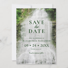 Schöne Hochzeit im Wasserfall Save The Date