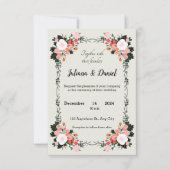 Schöne Hochzeit in Rosa und Weiß mit Blumen Einladung (Vorderseite)