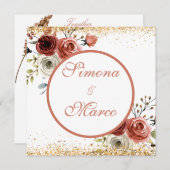 Schöne Hochzeit mit Aquarellfarbe Gold Square Einladung (Vorne/Hinten)