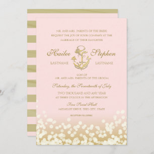 Schöne Hochzeit mit Blush and Gold Sparkle Einladung
