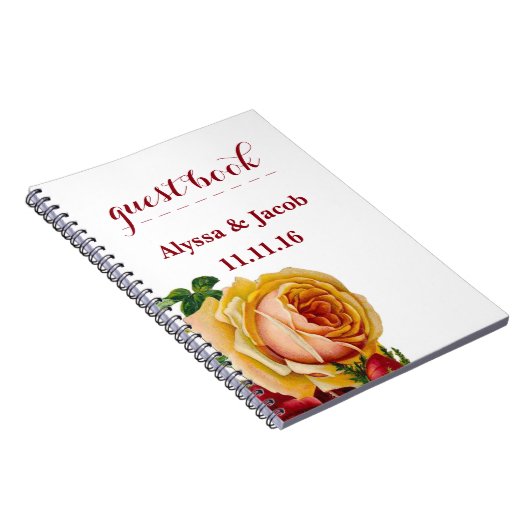 Schöne Hochzeit mit Gold und Rote Rosen Notizblock (Rechte Seite)
