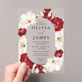 Schöne Hochzeit mit Rot und Weiß Blume Acryleinladungen (Insitu (Handheld))