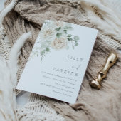 Schöne Hochzeit mit weißer Blüte in Beige Einladung