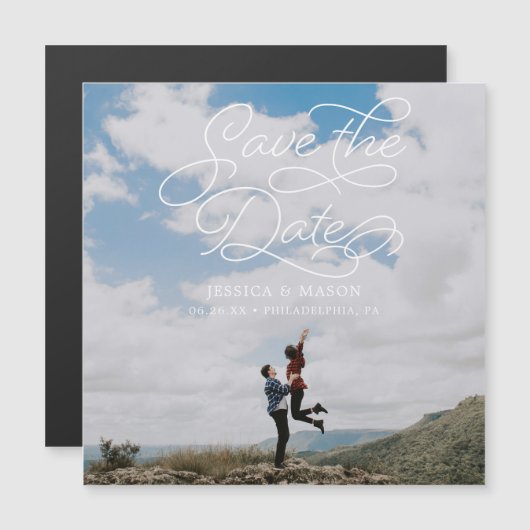 Schöne Hochzeit Sichern Sie die Datumsmagnete mit Magneteinladung (Vorne/Hinten)