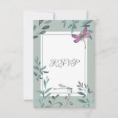 Schöne Hochzeit von Dragonfly und Gartengrüne RSVP Karte (Vorderseite)