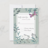 Schöne Hochzeit von Dragonfly und Gartengrüne RSVP Karte (Rückseite)