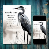 Schöne Hochzeit von Great Blue Heron Coastal Bird Save The Date