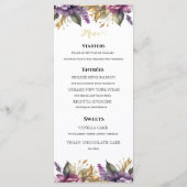 Schöne Hochzeit von Lilac und Lavender Menükarte (Rückseite)