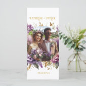 Schöne Hochzeit von Lilac und Lavender Menükarte (Stehend Vorderseite)