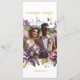 Schöne Hochzeit von Lilac und Lavender Menükarte