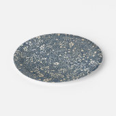 Schöne Hochzeit von Navy und Gold Floral Pappteller (Schrägansicht)