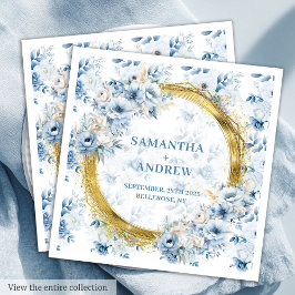 Schöne Hochzeit von Watercolor Light Blue Gold Akz Serviette