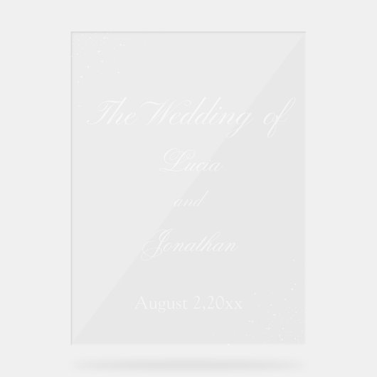 Schöne HochzeitAkryllisches Zeichen Acrylschild (Vorderseite)