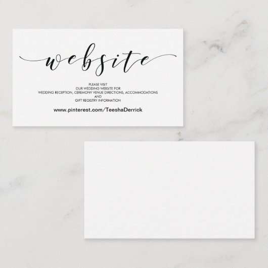 Schöne Hochzeits-Website führt Begleitkarte (Vorne/Hinten)