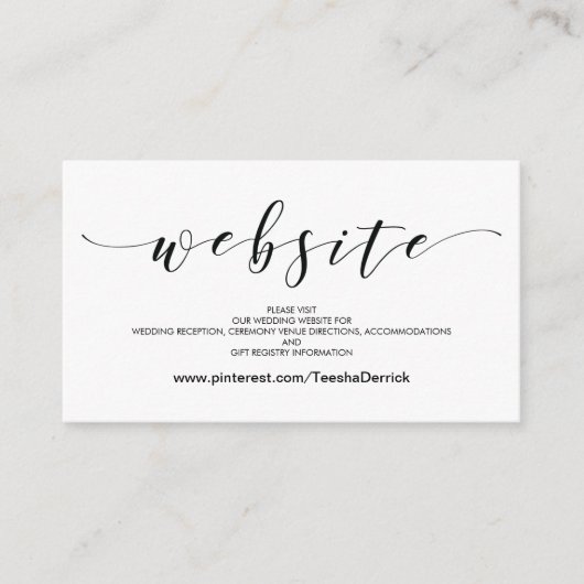 Schöne Hochzeits-Website führt Begleitkarte (Vorderseite)