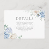 Schöne Hochzeitsdetails aus Weiß und Blauer Flora Begleitkarte (Vorderseite)