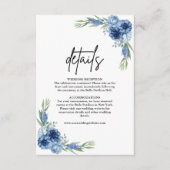 Schöne Hochzeitsdetails von Dusty Blue Floral Begleitkarte (Vorderseite)