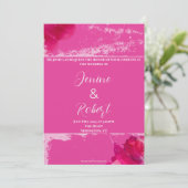 Schöne Hochzeitseinladung in heißen Rosa Einladung (Stehend Vorderseite)