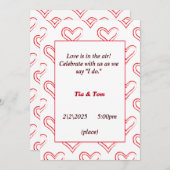 Schöne Hochzeitseinladung mit roten Herzen Einladung (Vorne/Hinten)