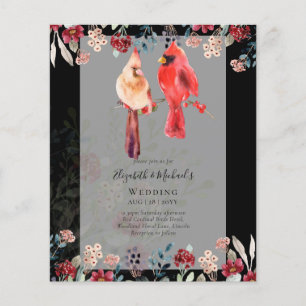Schöne Hochzeitseinladung mit roten Kardinalvögeln Flyer