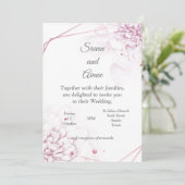 Schöne Hochzeitseinladung, rosa Blüten Einladung (Stehend Vorderseite)