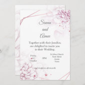 Schöne Hochzeitseinladung, rosa Blüten Einladung (Vorne/Hinten)